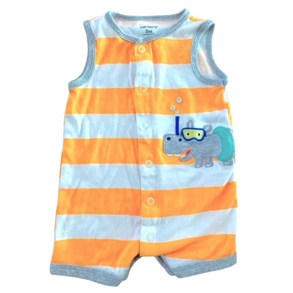 Carter’s 0-3 Month Summer Striped Onesie - Picture 1 of 3
